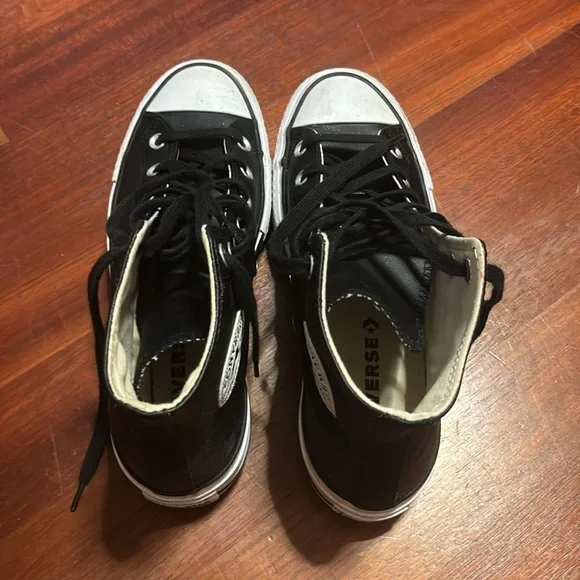 platform black leather high top converse - Picture 4 of 4